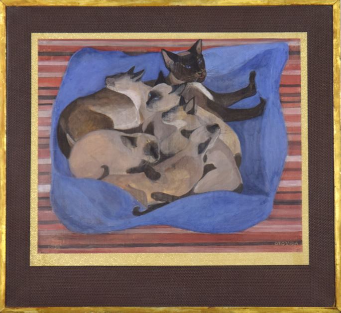 Orovida Camille Pissarro - Siamese Cat with Kittens  | MasterArt